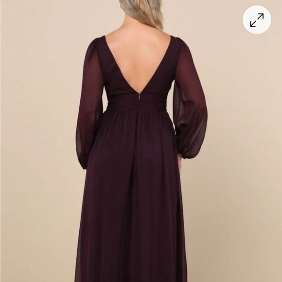 Lulu's Deep V-Neck Plum Long Sleeve Dress - Picture 2 of 7